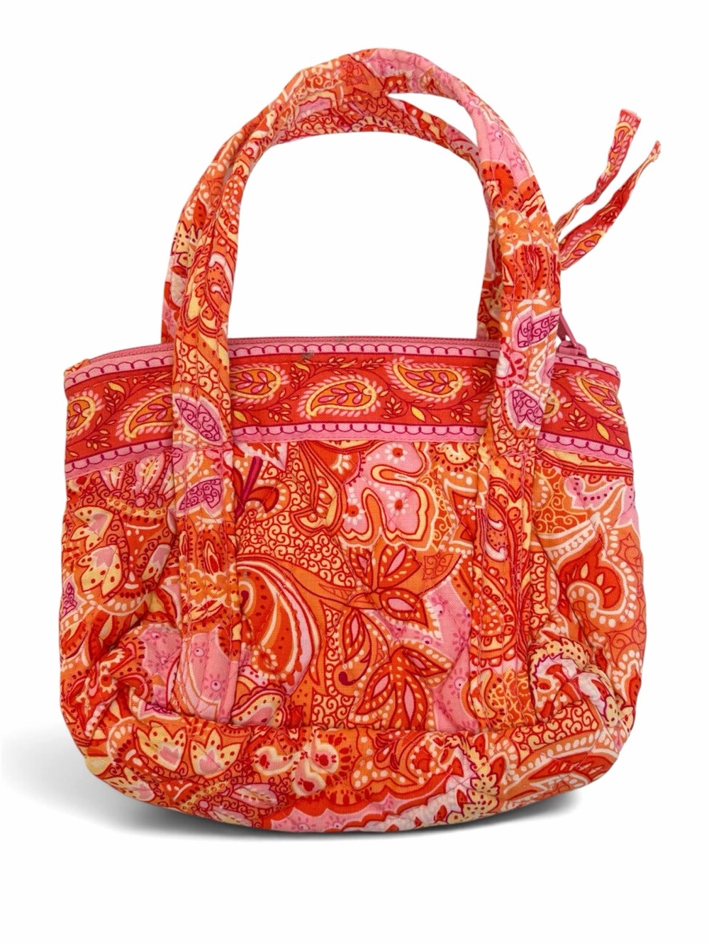 Vera Bradley Vintage Bitty Betsy Sherbet Pink & Orange Paisley Quilted Tote - Picture 2 of 8